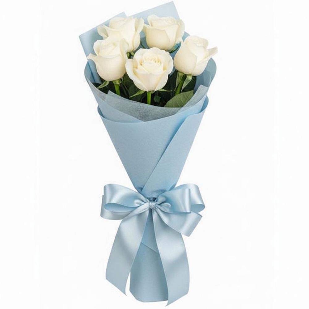 Букет 5 Белых роз Проуд в Озерках