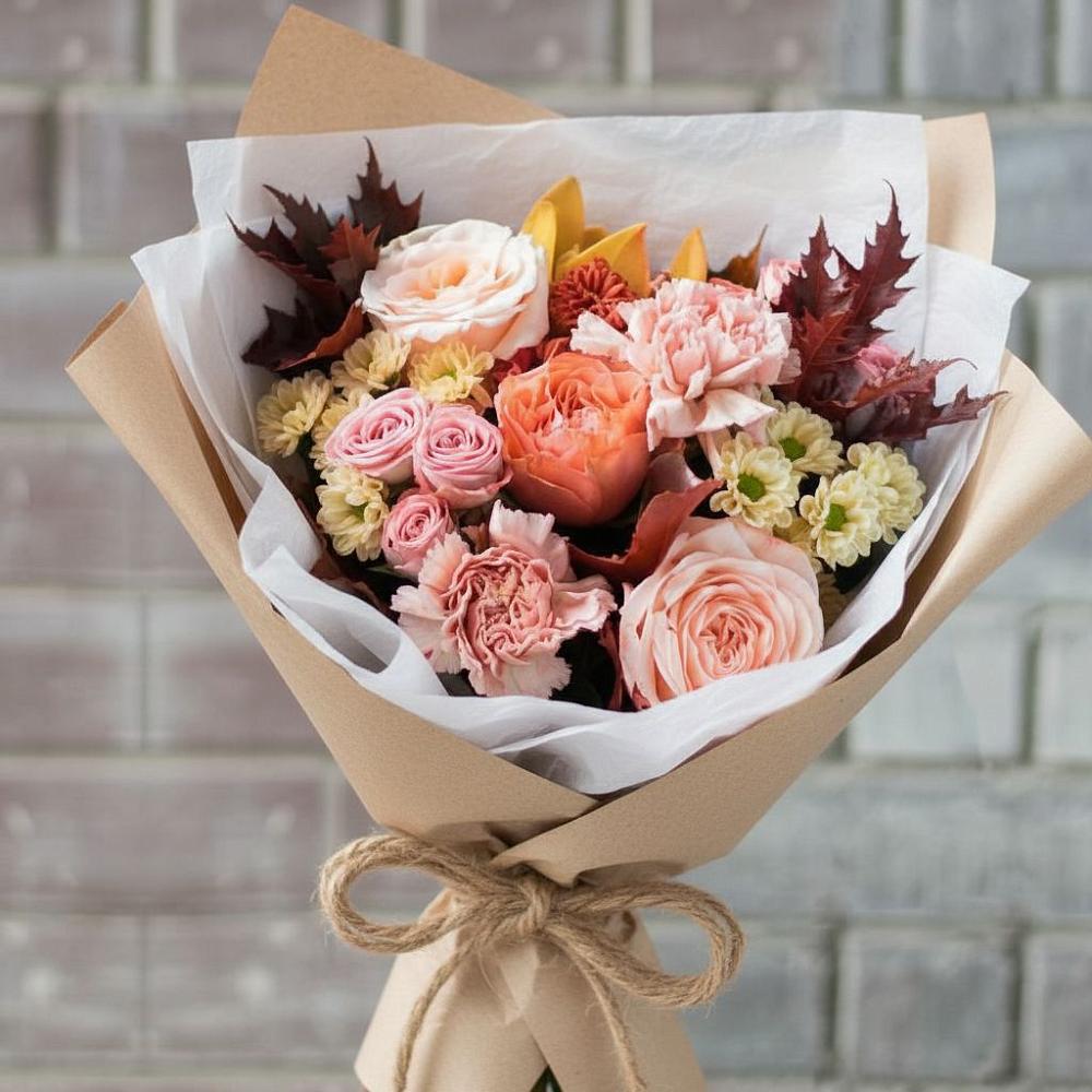 Букет цветов из: Гвоздики, Хризантемы и Розы в Озерках