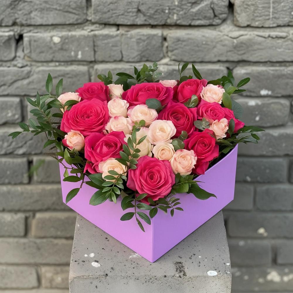Цветочная композиция из Розы в коробке в Озерках