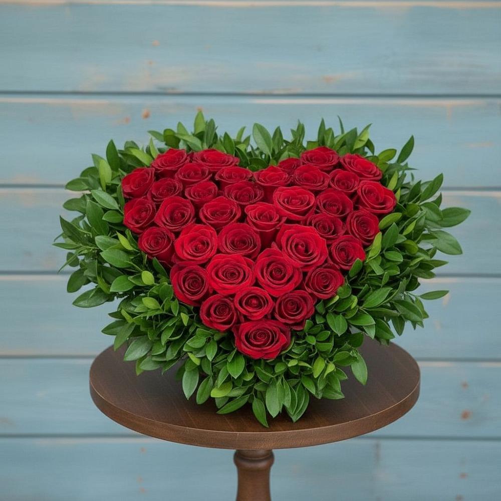 Цветочная композиция из Розы в виде сердца в Озерках