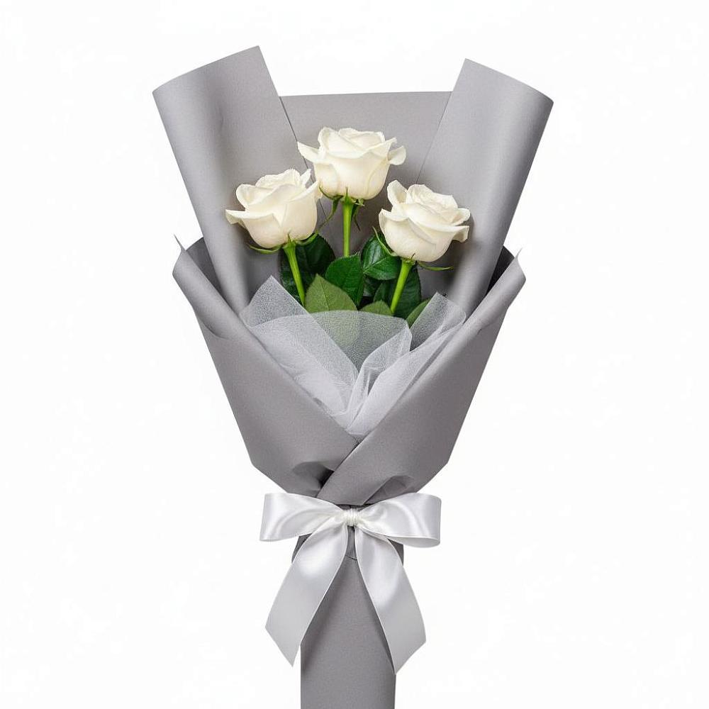 Букет 3 белые розы в Озерках
