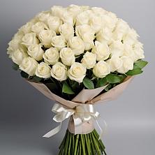 Букет 101 беля роза Белоснежка в Озерках