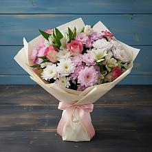 Букет цветов из:  Хризантемы, Альстромерии и Розы в Озерках