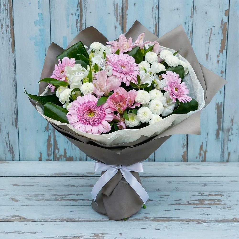 Букет цветов из: Герберы, Альстромерии и Хризантемы в Озерках