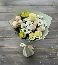 Букет цветов из:  Альстромерии, Розы и Хризантемы в Озерках