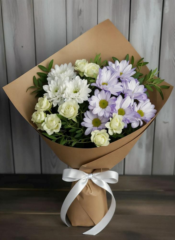 Букет цветов из: Хризантемы и Розы в Озерках